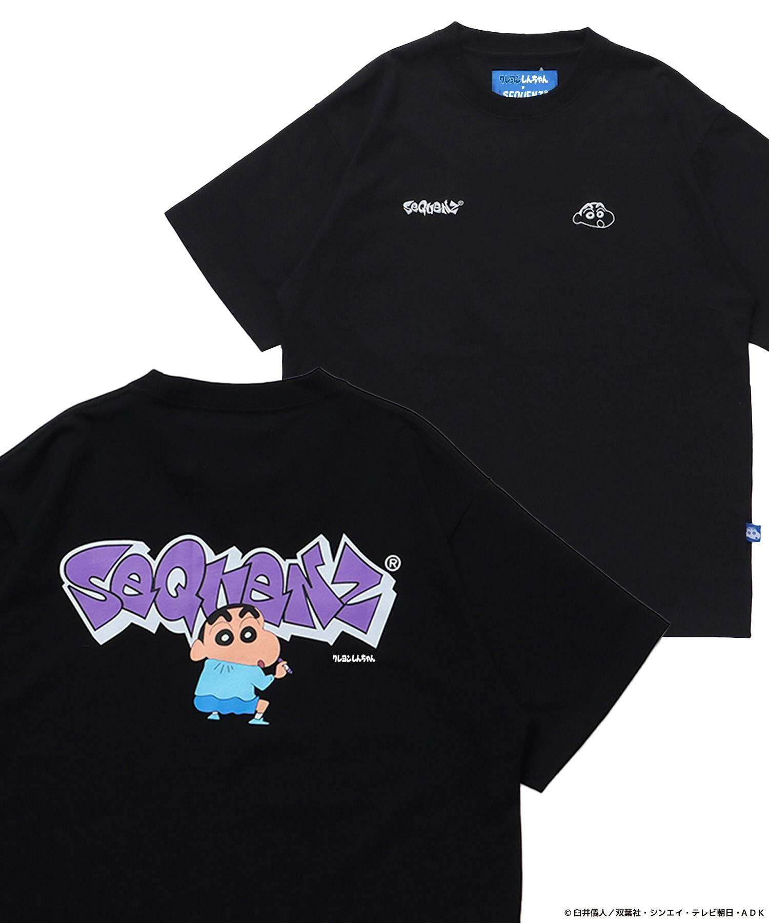 【SEQUENZ】CS*SQNZ GRAFFITI S/S TEE / クレヨンしんちゃん 半袖Tシャツ クルーネック ワンポイント バックプリント 刺繍